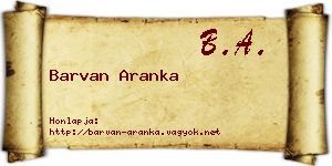 Barvan Aranka névjegykártya